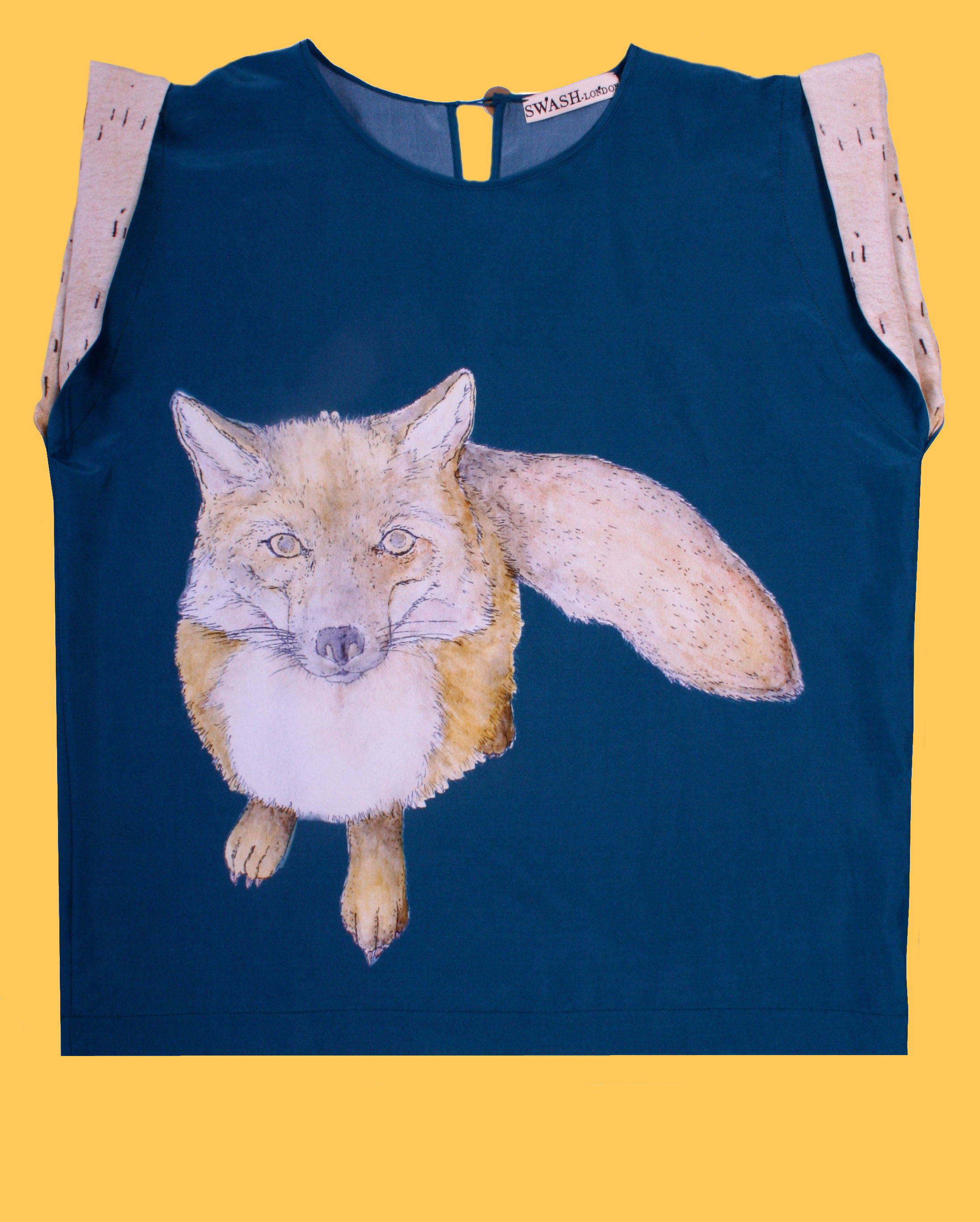 EXCLUSIVE ROLL-SLEEVE SILK TEE